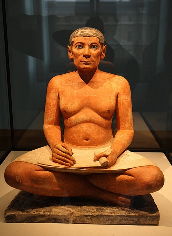 A Seated Scribe, possibly 4th Dynasty, 2620-2500 B.C.E.,    Musée du Louvre, Paris      (Photo: soloegipto)